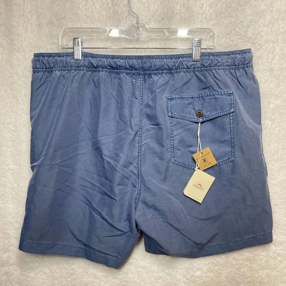 Faherty Sunwashed Regular Fit Swim Trunks Men's XXL Sea Salt Blue Elastic Waist - Picture 2 of 11